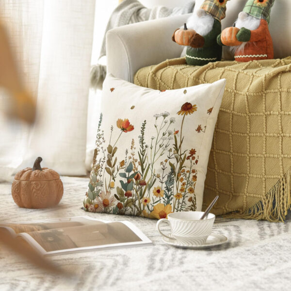 AVOIN colorlife Fall Flowers Throw Pillow Cover 12x20 Inch, Seasonal Autumn Floral Thanksgiving Harvest Cushion Case Decoration for Sofa Couch
