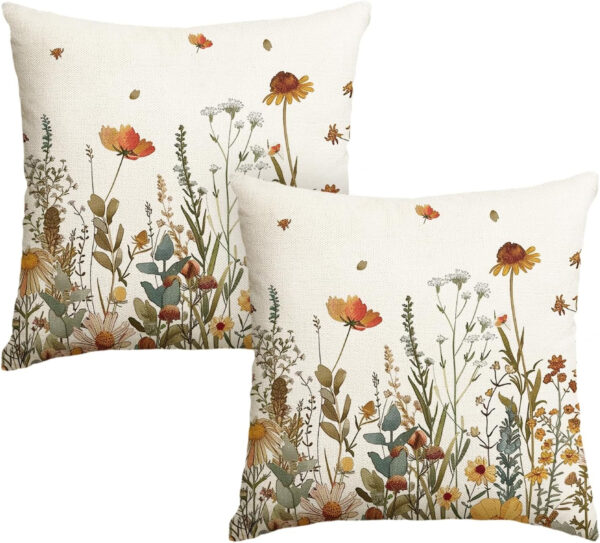 AVOIN colorlife Fall Flowers Throw Pillow Cover 12x20 Inch, Seasonal Autumn Floral Thanksgiving Harvest Cushion Case Decoration for Sofa Couch