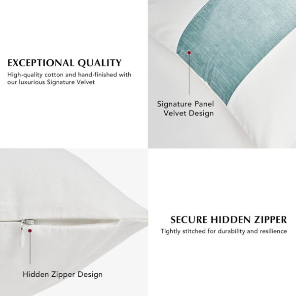 6888af5e42b5aa5e30ad61e82aa291e0288210518adc1fd119744.jpg EVERGRACE x Kinsey Walsh Signature Velvet Panel Cotton Pillow Covers Set of 2, Decorative Pillow Covers 22"x22" for Couch, Square Cushion Cases for Sofa Bedroom Living Room, Blue Topaz