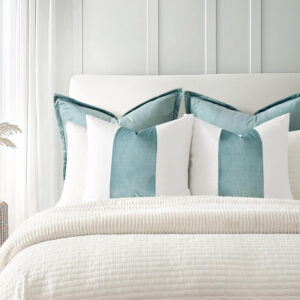 6888af602be8b05ce7d590c11ce7ea3e88a99646f8b9afff02039.jpg EVERGRACE x Kinsey Walsh Signature Velvet Panel Cotton Pillow Covers Set of 2, Decorative Pillow Covers 22"x22" for Couch, Square Cushion Cases for Sofa Bedroom Living Room, Blue Topaz
