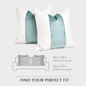 6888af65acba2ba2d9d11c20bcc5dbc3482a481e0f47339eb8c75.jpg EVERGRACE x Kinsey Walsh Signature Velvet Panel Cotton Pillow Covers Set of 2, Decorative Pillow Covers 22"x22" for Couch, Square Cushion Cases for Sofa Bedroom Living Room, Blue Topaz