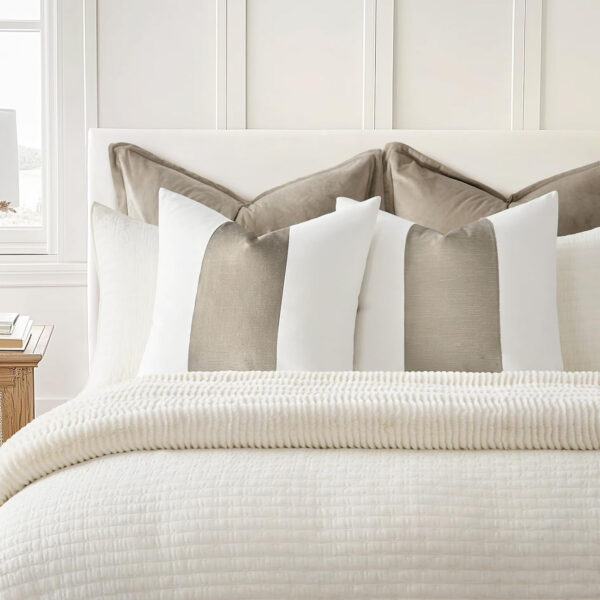 6888af70c4449f22e247fcbddbfcc7bd33e7ab136d3cbe4b97797.jpg EVERGRACE x Kinsey Walsh Signature Velvet Panel Cotton Pillow Covers Set of 2, Decorative Pillow Covers 22"x22" for Couch, Square Cushion Cases for Sofa Bedroom Living Room, Blue Topaz