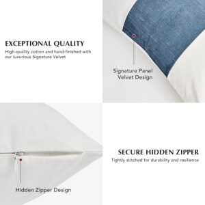 6888af7a5f9a011e3374e45959754f286de774b64cf675739f8f3.jpg EVERGRACE x Kinsey Walsh Signature Velvet Panel Cotton Pillow Covers Set of 2, Decorative Pillow Covers 22"x22" for Couch, Square Cushion Cases for Sofa Bedroom Living Room, Blue Topaz