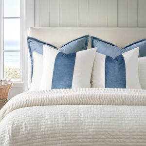 6888af7c2aae80e7bae33c705b5b6ebbe094c7dc132423d349be7.jpg EVERGRACE x Kinsey Walsh Signature Velvet Panel Cotton Pillow Covers Set of 2, Decorative Pillow Covers 22"x22" for Couch, Square Cushion Cases for Sofa Bedroom Living Room, Blue Topaz