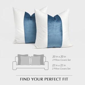 6888af7fb218332567f5f551b76f0ba08e0f6941c2ca917f65ce8.jpg EVERGRACE x Kinsey Walsh Signature Velvet Panel Cotton Pillow Covers Set of 2, Decorative Pillow Covers 22"x22" for Couch, Square Cushion Cases for Sofa Bedroom Living Room, Blue Topaz