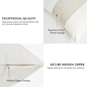 6888af86af2ca7094a17167b2e81acc6bbeb0034cf0a8b48644b1.jpg EVERGRACE x Kinsey Walsh Signature Velvet Panel Cotton Pillow Covers Set of 2, Decorative Pillow Covers 22"x22" for Couch, Square Cushion Cases for Sofa Bedroom Living Room, Blue Topaz