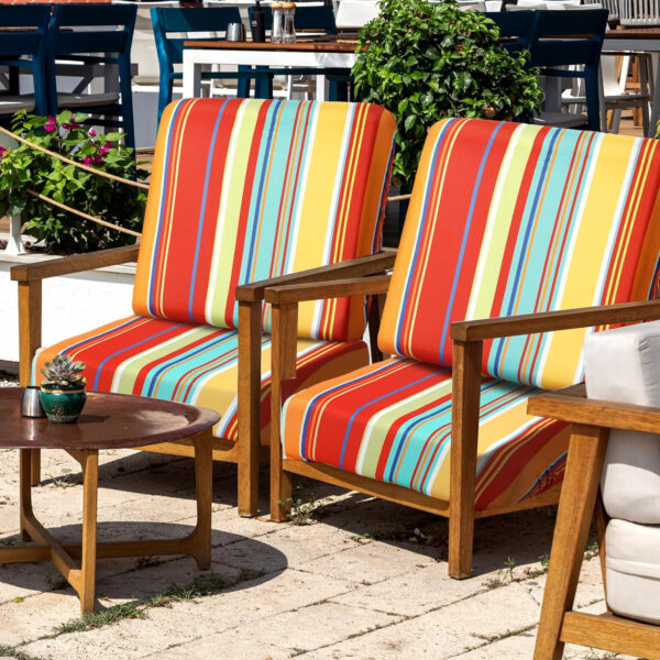 Geyoga 8 Pcs Patio Stretch Sofa Cushion Covers Outdoor Cushion Covers Replacement Waterproof Patio Furniture Couch Slipcovers Washable Chair Seat Soft Flexibility Protector, Rainbow Stripes Style