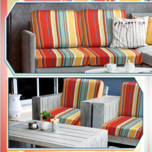 Geyoga 8 Pcs Patio Stretch Sofa Cushion Covers Outdoor Cushion Covers Replacement Waterproof Patio Furniture Couch Slipcovers Washable Chair Seat Soft Flexibility Protector, Rainbow Stripes Style