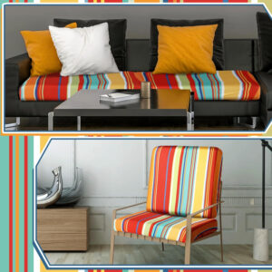 Geyoga 8 Pcs Patio Stretch Sofa Cushion Covers Outdoor Cushion Covers Replacement Waterproof Patio Furniture Couch Slipcovers Washable Chair Seat Soft Flexibility Protector, Rainbow Stripes Style