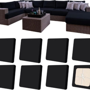 8Pcs Patio Outdoor Cushion Covers Replacement Waterproof Cushion Covers Protector for Pets Washable Stretch Sofa Couch Slipcovers Set Furniture (Cover Only) (Black)