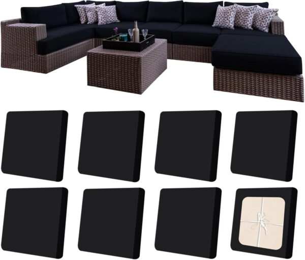 8Pcs Patio Outdoor Cushion Covers Replacement Waterproof Cushion Covers Protector for Pets Washable Stretch Sofa Couch Slipcovers Set Furniture (Cover Only) (Black)