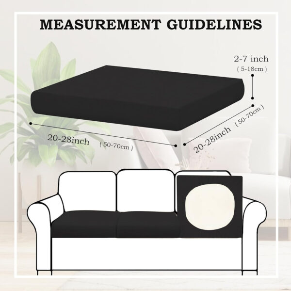8Pcs Patio Outdoor Cushion Covers Replacement Waterproof Cushion Covers Protector for Pets Washable Stretch Sofa Couch Slipcovers Set Furniture (Cover Only) (Black)