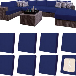 8Pcs Patio Outdoor Cushion Covers Replacement Waterproof Cushion Covers Protector for Pets Washable Stretch Sofa Couch Slipcovers Set Furniture (Cover Only) (Black)