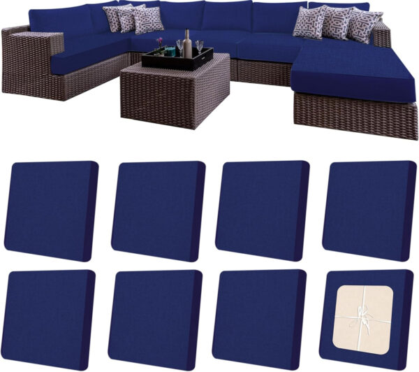 8Pcs Patio Outdoor Cushion Covers Replacement Waterproof Cushion Covers Protector for Pets Washable Stretch Sofa Couch Slipcovers Set Furniture (Cover Only) (Black)