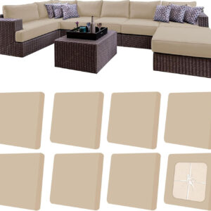 8Pcs Patio Outdoor Cushion Covers Replacement Waterproof Cushion Covers Protector for Pets Washable Stretch Sofa Couch Slipcovers Set Furniture (Cover Only) (Black)