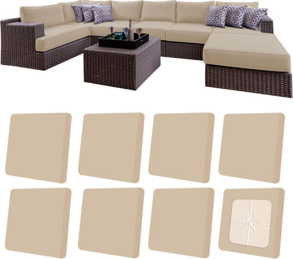 8Pcs Patio Outdoor Cushion Covers Replacement Waterproof Cushion Covers Protector for Pets Washable Stretch Sofa Couch Slipcovers Set Furniture (Cover Only) (Black)