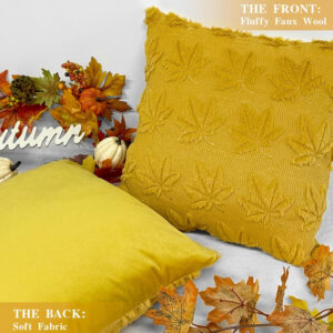 MEHOFOND Fall Pillow Covers 18x18 Set of 2 Pumpkin Decorations Autumn Soft Plush Faux Fur Throw Pillow Cases 3D Embroidered Thanksgiving Harvest Cushion Case for Sofa Bedroom Living Room Home Decor