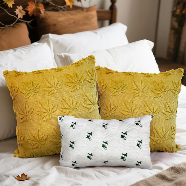 MEHOFOND Fall Pillow Covers 18x18 Set of 2 Pumpkin Decorations Autumn Soft Plush Faux Fur Throw Pillow Cases 3D Embroidered Thanksgiving Harvest Cushion Case for Sofa Bedroom Living Room Home Decor