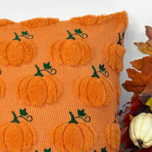 MEHOFOND Fall Pillow Covers 18x18 Set of 2 Pumpkin Decorations Autumn Soft Plush Faux Fur Throw Pillow Cases 3D Embroidered Thanksgiving Harvest Cushion Case for Sofa Bedroom Living Room Home Decor