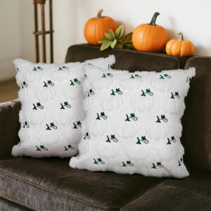 MEHOFOND Fall Pillow Covers 18x18 Set of 2 Pumpkin Decorations Autumn Soft Plush Faux Fur Throw Pillow Cases 3D Embroidered Thanksgiving Harvest Cushion Case for Sofa Bedroom Living Room Home Decor