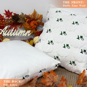MEHOFOND Fall Pillow Covers 18x18 Set of 2 Pumpkin Decorations Autumn Soft Plush Faux Fur Throw Pillow Cases 3D Embroidered Thanksgiving Harvest Cushion Case for Sofa Bedroom Living Room Home Decor