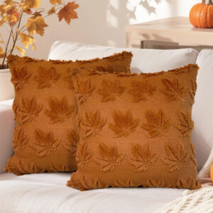 MEHOFOND Fall Pillow Covers 18x18 Set of 2 Pumpkin Decorations Autumn Soft Plush Faux Fur Throw Pillow Cases 3D Embroidered Thanksgiving Harvest Cushion Case for Sofa Bedroom Living Room Home Decor