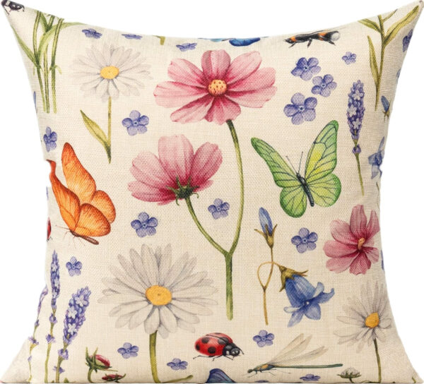 6888b0b068b03f50803939524bac2f66d8eff773164ec6795e4d9.jpg All Smiles Outdoor Patio Throw Pillow Covers 18x18 Set of 4 Spring Summer Garden Flowers Farmhouse Décor Outside Furniture Bench Chair Decorative Cushion Cases for Swing Deep Seat Bed Couch Sofa