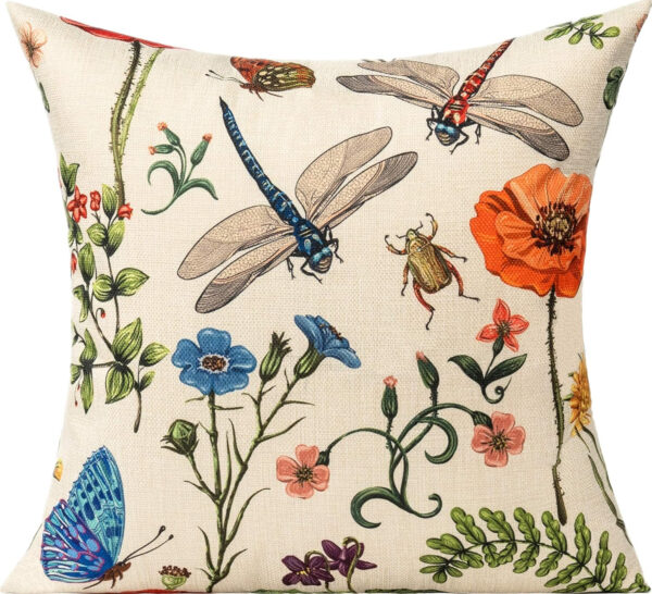 6888b0c34c25aa791095c9f0399a9d5b51c16e51f90343d45b256.jpg All Smiles Outdoor Patio Throw Pillow Covers 18x18 Set of 4 Spring Summer Garden Flowers Farmhouse Décor Outside Furniture Bench Chair Decorative Cushion Cases for Swing Deep Seat Bed Couch Sofa