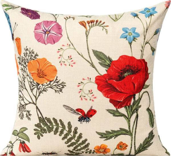 6888b0cd56d8462df3a9c2a2a85b54ce99d5e3e61d8418086cd4f.jpg All Smiles Outdoor Patio Throw Pillow Covers 18x18 Set of 4 Spring Summer Garden Flowers Farmhouse Décor Outside Furniture Bench Chair Decorative Cushion Cases for Swing Deep Seat Bed Couch Sofa