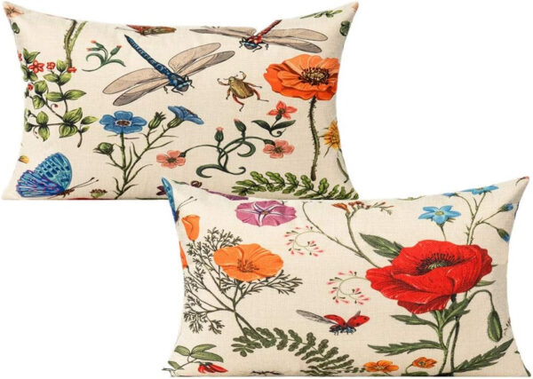 6888b0cfc85d342ff9c9019e8cd789afb7bc6f939b24f804e90c9.jpg All Smiles Outdoor Patio Throw Pillow Covers 18x18 Set of 4 Spring Summer Garden Flowers Farmhouse Décor Outside Furniture Bench Chair Decorative Cushion Cases for Swing Deep Seat Bed Couch Sofa