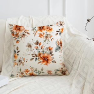 Fall Floral Throw Pillow Covers 18 x 18 Inch Autumn Garden Flowers Hummingbird Decorative Pillows Outdoor Cushion Cases for Couch Sofa Home Decor Set of 4