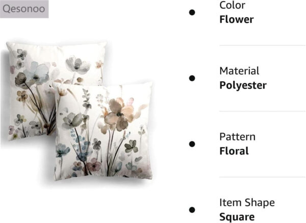 6888b24fb3c6ad32cc1b8abc4ce84d7b9741560929937991a471b.jpg KKVEE Flower Throw Pillow Covers 18x18 Set of 2, Flowers Pillow Cushion Cases, Modern Decorative Square Pillowcases for Sofa Couch Bedroom Living Room Car