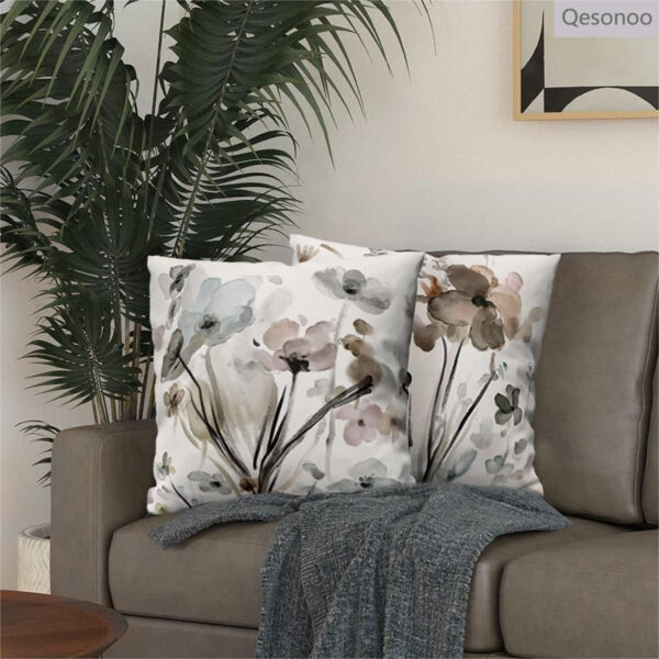 6888b253b4da3ed56f7e918841c1ee422522a5fe802d164692f7d.jpg KKVEE Flower Throw Pillow Covers 18x18 Set of 2, Flowers Pillow Cushion Cases, Modern Decorative Square Pillowcases for Sofa Couch Bedroom Living Room Car