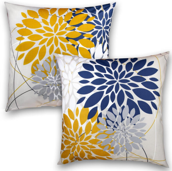 6888b263733a1bb40738f70c8fe9724a97258ab9a3080492041c4.jpg KKVEE Flower Throw Pillow Covers 18x18 Set of 2, Flowers Pillow Cushion Cases, Modern Decorative Square Pillowcases for Sofa Couch Bedroom Living Room Car