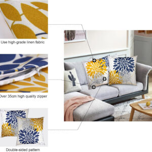 6888b26cc9b214e3c5672aff778341e7f25e453be96b40976b28c.jpg KKVEE Flower Throw Pillow Covers 18x18 Set of 2, Flowers Pillow Cushion Cases, Modern Decorative Square Pillowcases for Sofa Couch Bedroom Living Room Car