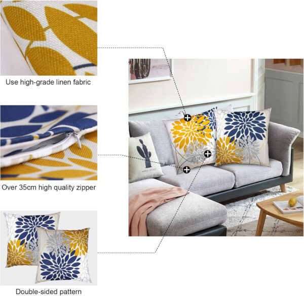 6888b26cc9b214e3c5672aff778341e7f25e453be96b40976b28c.jpg KKVEE Flower Throw Pillow Covers 18x18 Set of 2, Flowers Pillow Cushion Cases, Modern Decorative Square Pillowcases for Sofa Couch Bedroom Living Room Car