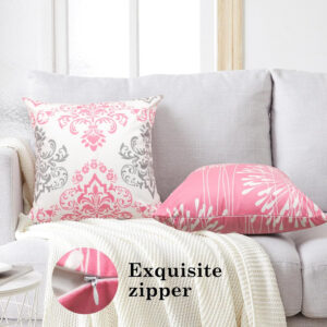 Coliuso Decorative Throw Pillow Covers 18x18 Set of 4, Grey and White Modern Simple Square Pillow Case Cushion Cover for Sofa Couch Farmhouse Outdoor Living Room (Gray and White, 18" x18")