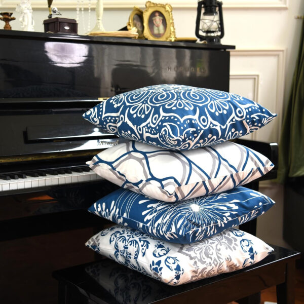 Coliuso Decorative Throw Pillow Covers 18x18 Set of 4, Grey and White Modern Simple Square Pillow Case Cushion Cover for Sofa Couch Farmhouse Outdoor Living Room (Gray and White, 18" x18")