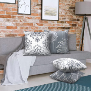 Coliuso Decorative Throw Pillow Covers 18x18 Set of 4, Grey and White Modern Simple Square Pillow Case Cushion Cover for Sofa Couch Farmhouse Outdoor Living Room (Gray and White, 18" x18")
