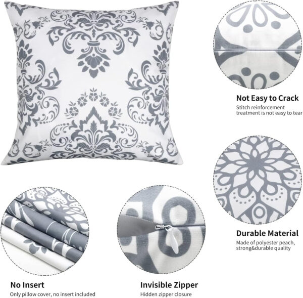 Coliuso Decorative Throw Pillow Covers 18x18 Set of 4, Grey and White Modern Simple Square Pillow Case Cushion Cover for Sofa Couch Farmhouse Outdoor Living Room (Gray and White, 18" x18")