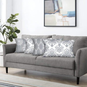 Coliuso Decorative Throw Pillow Covers 18x18 Set of 4, Grey and White Modern Simple Square Pillow Case Cushion Cover for Sofa Couch Farmhouse Outdoor Living Room (Gray and White, 18" x18")