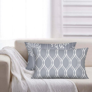 Coliuso Decorative Throw Pillow Covers 18x18 Set of 4, Grey and White Modern Simple Square Pillow Case Cushion Cover for Sofa Couch Farmhouse Outdoor Living Room (Gray and White, 18" x18")