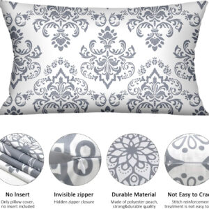 Coliuso Decorative Throw Pillow Covers 18x18 Set of 4, Grey and White Modern Simple Square Pillow Case Cushion Cover for Sofa Couch Farmhouse Outdoor Living Room (Gray and White, 18" x18")