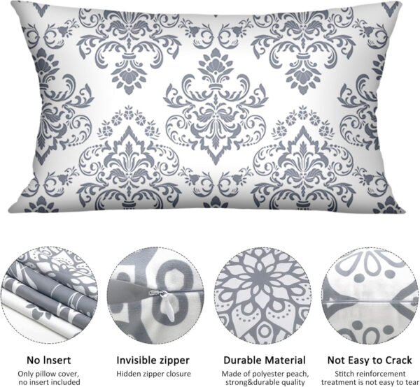 Coliuso Decorative Throw Pillow Covers 18x18 Set of 4, Grey and White Modern Simple Square Pillow Case Cushion Cover for Sofa Couch Farmhouse Outdoor Living Room (Gray and White, 18" x18")