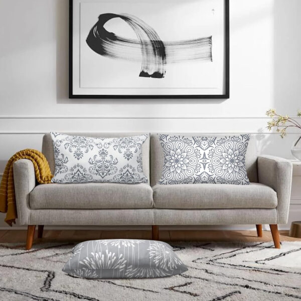 Coliuso Decorative Throw Pillow Covers 18x18 Set of 4, Grey and White Modern Simple Square Pillow Case Cushion Cover for Sofa Couch Farmhouse Outdoor Living Room (Gray and White, 18" x18")