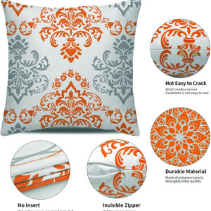 Coliuso Decorative Throw Pillow Covers 18x18 Set of 4, Grey and White Modern Simple Square Pillow Case Cushion Cover for Sofa Couch Farmhouse Outdoor Living Room (Gray and White, 18" x18")