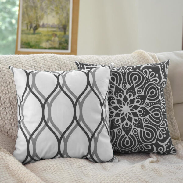 Coliuso Decorative Throw Pillow Covers 18x18 Set of 4, Grey and White Modern Simple Square Pillow Case Cushion Cover for Sofa Couch Farmhouse Outdoor Living Room (Gray and White, 18" x18")
