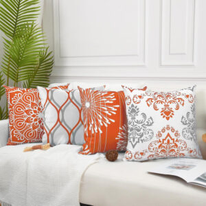 Coliuso Decorative Throw Pillow Covers 18x18 Set of 4, Grey and White Modern Simple Square Pillow Case Cushion Cover for Sofa Couch Farmhouse Outdoor Living Room (Gray and White, 18" x18")