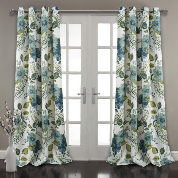 6888cf9a457f35881092c15f2ad10f7cd8fca3e67b0c0f34bb770.jpg Lush Decor Floral Paisley Light Filtering Window Curtain Panel Pair, 52"W x 84"L, Blue