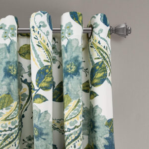 6888cfbdc44547c2dc36f016995bb9e2cdedadb5ea5795e511941.jpg Lush Decor Floral Paisley Light Filtering Window Curtain Panel Pair, 52"W x 84"L, Blue
